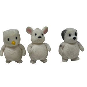 Lil' Woodzeez Lot of 3 White and Black Movable Figures Owl Mouse‎ Dalmatian Dog